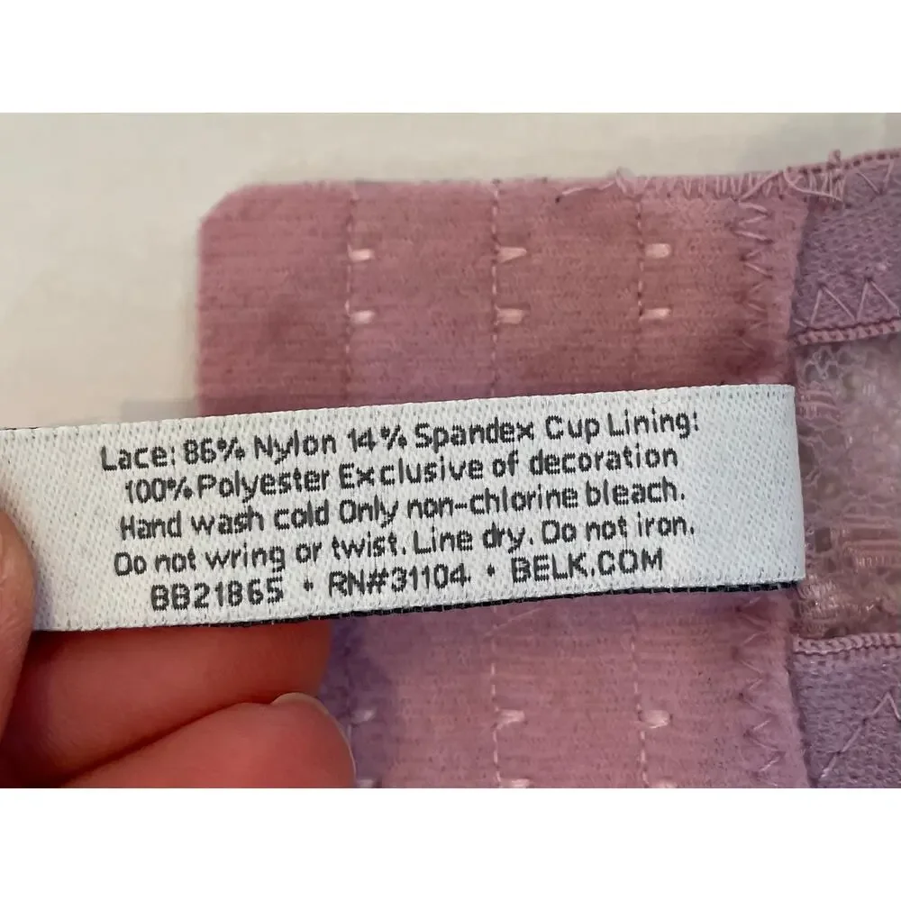 Parisian Intimates Lavender Lace Underwire Bra, Padded, Size 38DD